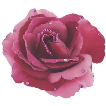 Michelle Roy - Large Silk Rose Clip - Dusty Pink & Fuchsia W/ Swarovski Crystal Accents