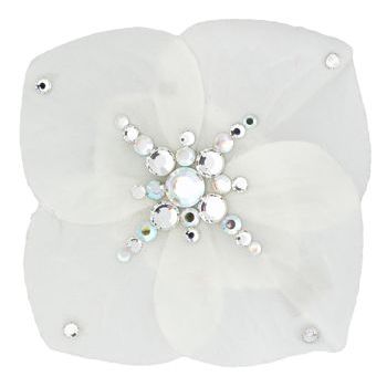 Michelle Roy - Small Pansy Clip - White w/Swarovski Crystal Accents