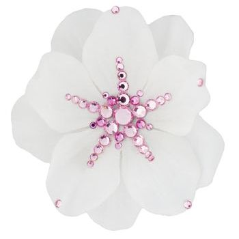 Michelle Roy - Medium Pansy - White w/Pink Swarovski Center