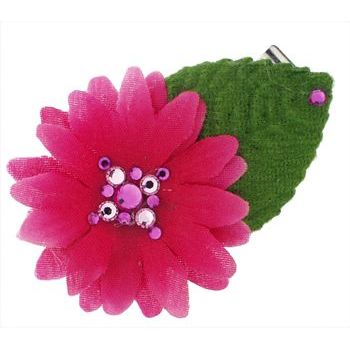 Michelle Roy - Mini Daisy Clip - Deep Pink w/Swarovski Crystal Center