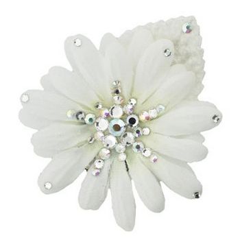 Michelle Roy - Small Daisy Flower - White w/White Swarovski Crystal Accents