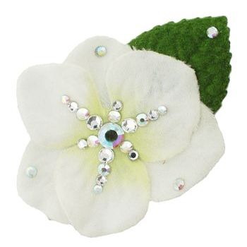 Michelle Roy - Mini Pansy Clip - White w/Swarovski Crystal Accents