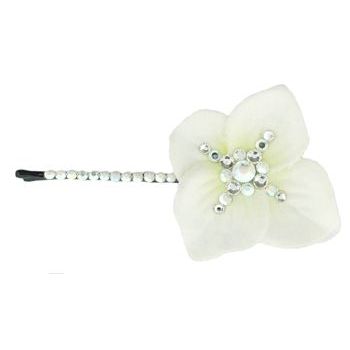 Michelle Roy - Pansy Bobbi Pin - White w/Swarovski Crystal Center