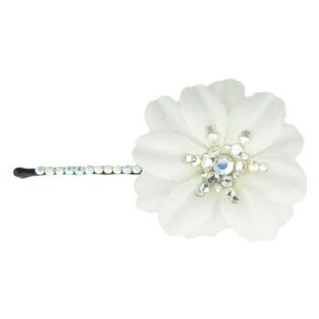 Michelle Roy - Brown Eye Susan Bobbi Pin - White w/Swarovski Crystals