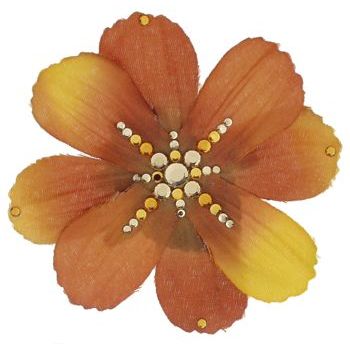 Michelle Roy - Medium Flower - Golden Brown w/Swarovski Crystals