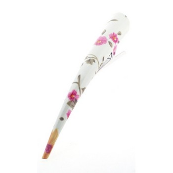 HB HairJewels - Floral Painted Banana Clips - White (1)