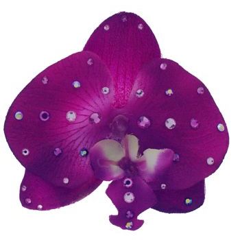 Michelle Roy - Medium Silk Orchid Clip - Magenta w/Swarovski Crystal Accents