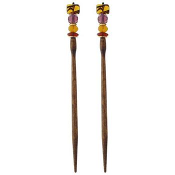 Mei Fa - Hairstyx - Marble - Long Brown Hairsticks - (Set of 2)