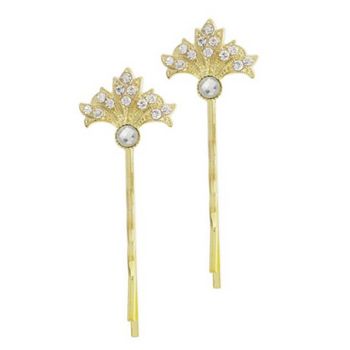 Martine Wester - Diamante Fan Bobby Pin - Gold (2)