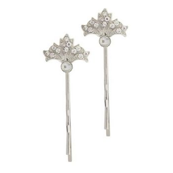 Martine Wester - Diamante Fan Bobby Pins - Silver (2)