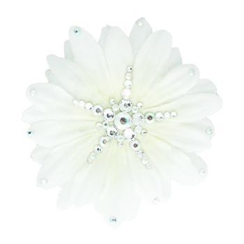 Michelle Roy - Medium Daisy Clip - White w/White & White AB Swarovski Crystal Accents