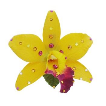 Michelle Roy - Medium Silk Orchid Clip - Gold w/Swarovski Crystal Accents