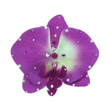 Michelle Roy - Medium Silk Orchid Clip - Light Purple w/Swarovski Crystal Accents