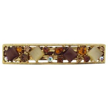 Medusa's Heirlooms - Moonstone & Crystal Cluster Gold Barrette - Brown (1)