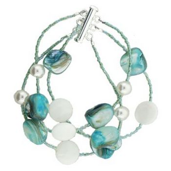 Michele Busch - Bracelet - 3 Strand Turqouise w/Pearls (1)