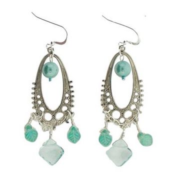 Michele Busch - Earrings - Set of Oval Filigrees w/Aquamarine Accents