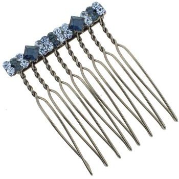 Karen Marie - Mini Diamond Crystal Comb - Light Blue & Sapphire (1)