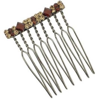 Karen Marie - Mini Diamond Crystal Comb - Gold & Topaz (1)