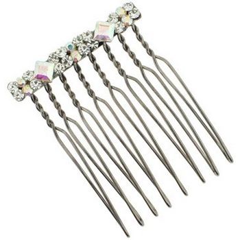 Karen Marie - Mini Diamond Crystal Comb - Opal & White Diamond (1)