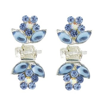 Karen Marie - Tiny Crystal Tulip Claw - Blue (Set of 2)