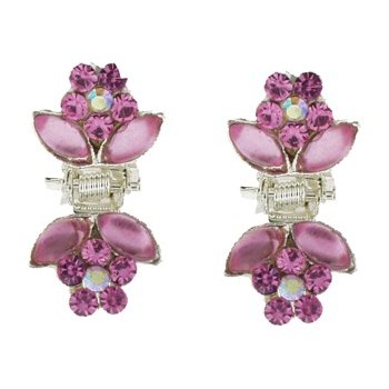 Karen Marie - Tiny Crystal Tulip Claw - Rose (Set of 2)