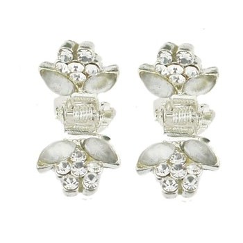 Karen Marie - Tiny Crystal Tulip Claw - White (Set of 2)