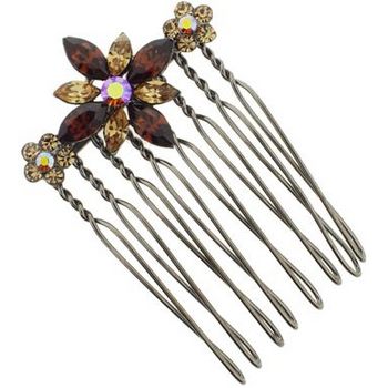 Karen Marie - Marquise Crystal Flower Comb - Topaz (1)