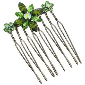Karen Marie - Marquise Crystal Flower Comb - Peridot (1)