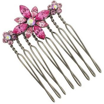 Karen Marie - Marquise Crystal Flower Comb - Rose (1)