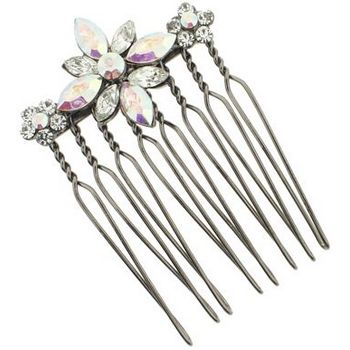 Karen Marie - Marquise Crystal Flower Comb - White (1)