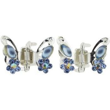 Karen Marie - Tiny Crystal Butterfly Claw - Blue (Set of 2)