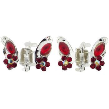 Karen Marie - Tiny Crystal Butterfly Claw - Ruby (Set of 2)
