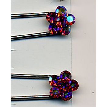 Mini French Silver Hairpin - Red AB