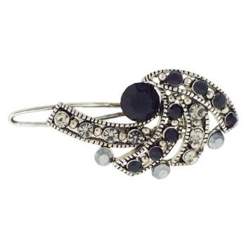 Karen Marie - Mini Art Deco Crystal Barrette - Black (1)