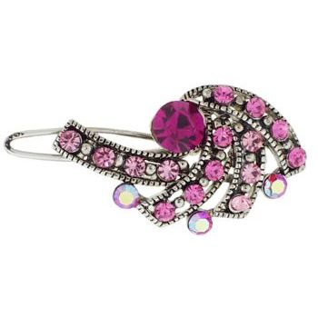 Karen Marie - Mini Art Deco Crystal Barrette - Pink (1)