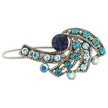 Karen Marie - Mini Art Deco Crystal Barrette - Blue (1)