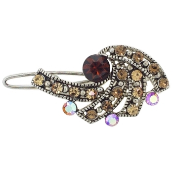 Karen Marie - Mini Art Deco Crystal Barrette - Gold (1)