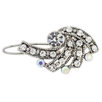 Karen Marie - Mini Art Deco Crystal Barrette - White (1)