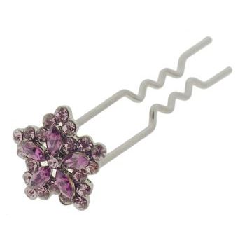 HB HairJewels - Austrian Crystal Mini Flower Pin - Amethyst (1)