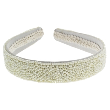 Moyna - 1 1/2inch Beaded Headband - Ivory