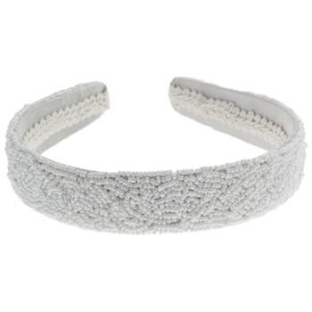 Moyna - 1 1/2inch Beaded Headband - White