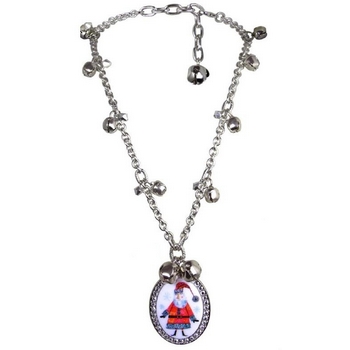 Tarina Tarantino - Santa Claus - Kris Kringle - Swarovski Crystal and Sleigh Bell Rhinestone Santa Pendant Necklace