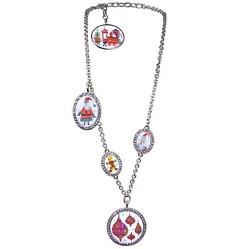 Tarina Tarantino - Santa Claus - Christmas Eve - Swarovski Crystal Multi Cabochon and Pendant Holiday Necklace