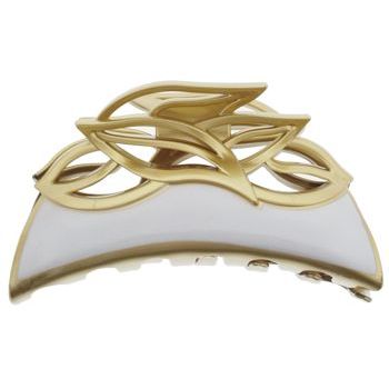 Camila - Cut Out Leaves Claw - Gold w/White