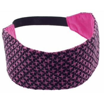 HB HairJewels - Lucy Collection - Houndstooth Soft Elastic Headband - Fuschia & Black (1)