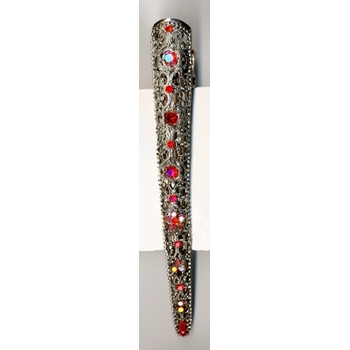 Ornate Austrian Crystal Clip - Red AB