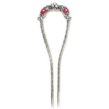 Karen Marie - Floral Metal Chignon Fork - Red (1)