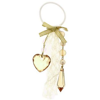 DaCee Designs - Crystal Heart Pendant Pony - Ivory