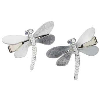 Karen Marie - Dragonfly Jaws - Metallic Silver (Set of 2)