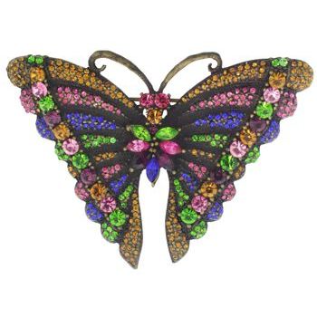 Karen Marie - Butterfly Brooch Pin (1) - Multi-Hued Stones